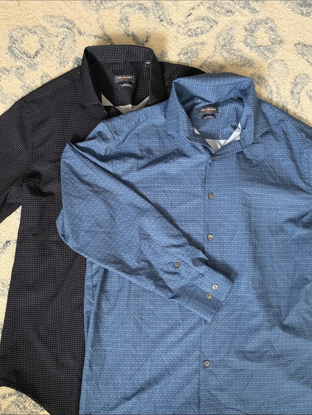 Van Heusen Bundle of Men's Blue and Black long sleeve Button-Up Shirts